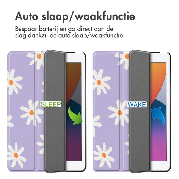 imoshion Design Trifold Bookcase Apple iPad 9 (2021) 10.2 inch / iPad 8 (2020) 10.2 inch / iPad 7 (2019) 10.2 inch - Flowers Distance