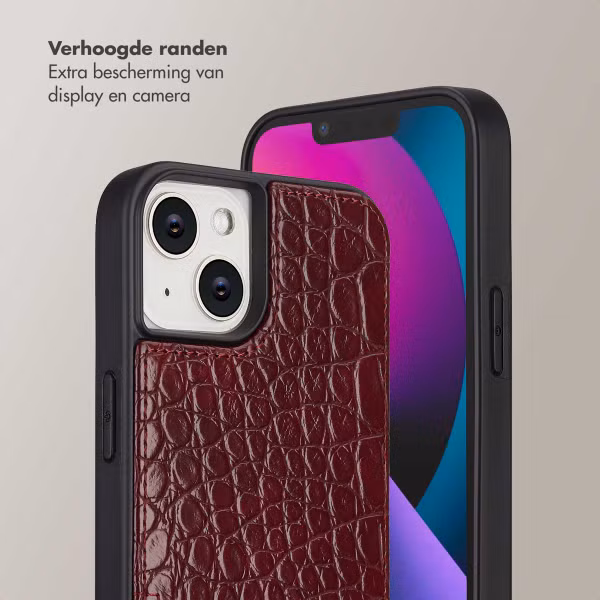 Selencia Nova Croco Telefoonhoes met Koord en Pashouder Apple iPhone 14 / 13 - Burgundy