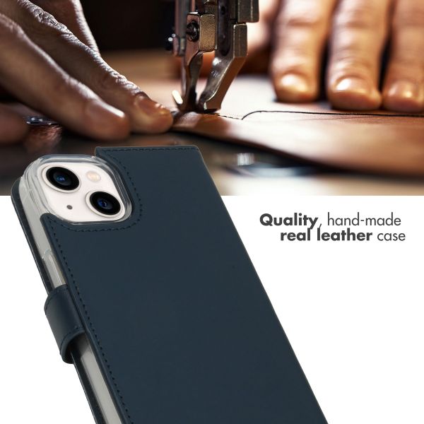 Selencia Genuine Leather Book Case Apple iPhone 14 - Blue