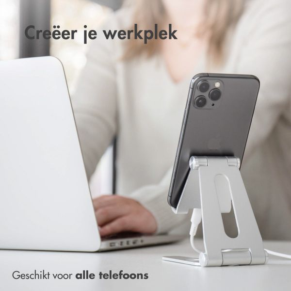 imoshion Telefoonhouder bureau iPhone 14 Plus - Tablethouder bureau - Verstelbaar - Aluminium - Zilver