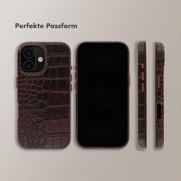 Selencia Croco Backcover met MagSafe Apple iPhone 16 - Choco Brown