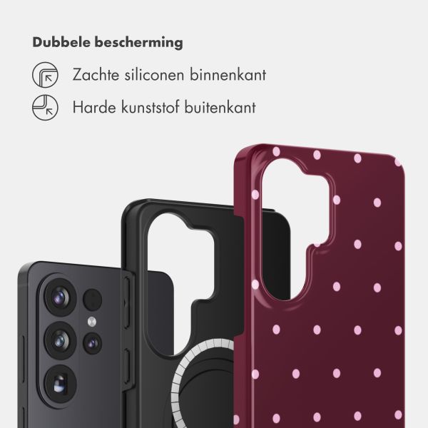 Selencia Vivid Backcover met MagSafe Samsung Galaxy S26 Ultra - Happy Dots Burgundy
