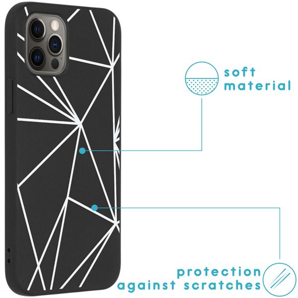 imoshion Design hoesje iPhone 12 (Pro) - Grafisch - Lijn Zwart