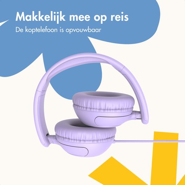 imoshion Kinderkoptelefoon met Draad - AUX kabel - Decibelbegrenzer - Lavender Lilac