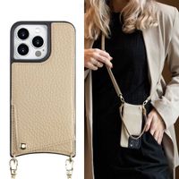 Selencia Nova Phone Case with Cord and Card Holder Apple iPhone 14 Pro - Beige