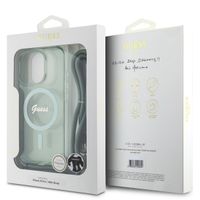 Guess MagSafe IML Backcover met crossbody cord Apple iPhone 16 Pro - Groen