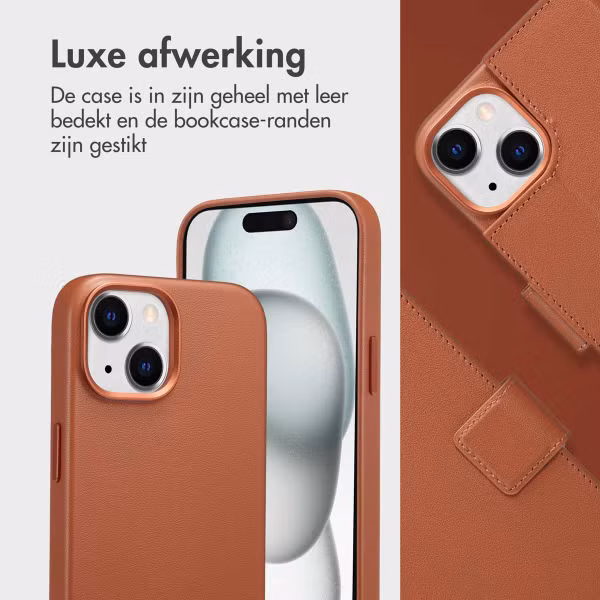 Accezz Leather Bookcase 2-in-1 met MagSafe Apple iPhone 15 - Sienna Brown