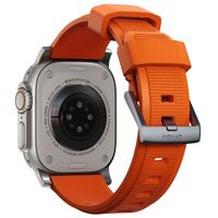 Nomad Rugged band FKM Apple Watch Series 1 t/m 10 / SE / Ultra (2) (44/45/46/49 mm) - Zilver/Oranje