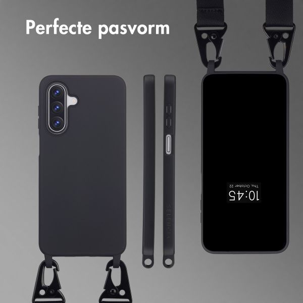 Selencia Siliconen hoesje met afneembaar koord Samsung Galaxy A17 - Zwart