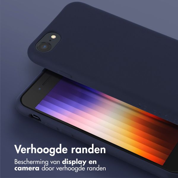 Selencia Siliconen hoesje met afneembaar koord Apple iPhone SE (2022 / 2020) / 8 / 7 - Donkerblauw