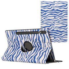 imoshion 360° Draaibare Design Bookcase Samsung Galaxy Tab S10 Plus / Tab S9 FE Plus / Tab S9 Plus - White Blue Stripes