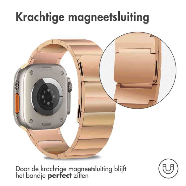 Selencia Stalen magnetisch bandje Apple Watch Series 1 t/m 11 / SE / Ultra (44/45/46/49 mm) - Rosé Goud