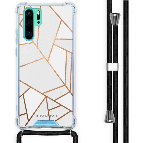 imoshion Design hoesje met koord Huawei P30 Pro - Grafisch Koper - Wit / Goud