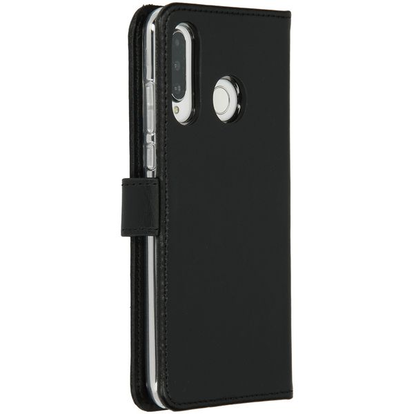 Selencia Echt Leren Bookcase Huawei P30 Lite - Zwart