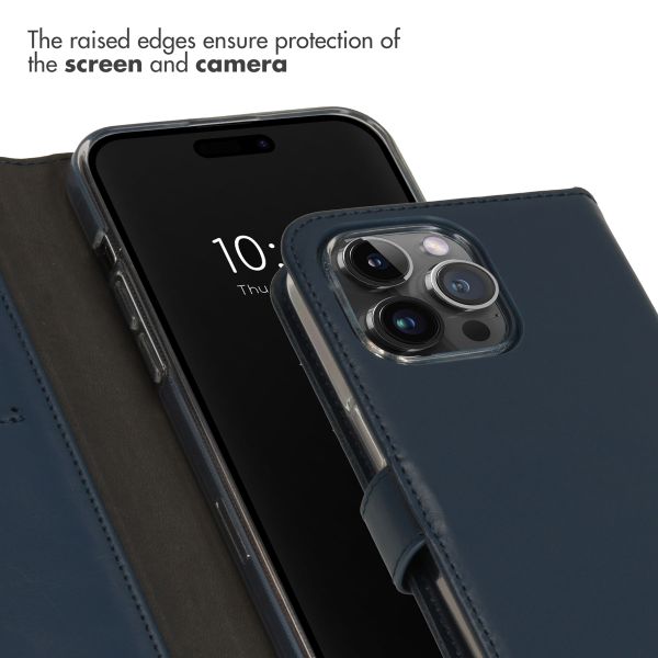 Selencia Genuine Leather Book Case Apple iPhone 15 Pro Max - Blue