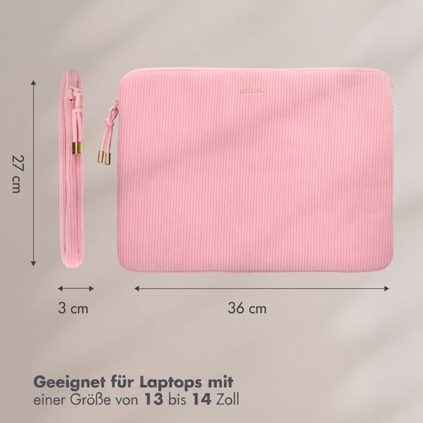 Selencia Corduroy Laptop hoes 13-14 inch - Laptopsleeve - Soft Blush
