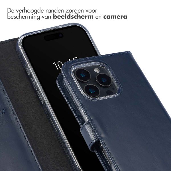 Selencia Echt Leren Bookcase Apple iPhone 16 Pro Max - Blauw