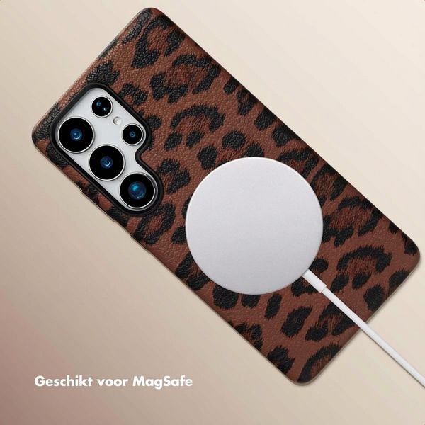Selencia Sabi Backcover Panterprint met MagSafe Samsung Galaxy S25 Ultra - Mocha Brown