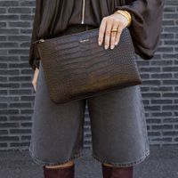 Selencia Croco laptop hoes 13 inch - Laptopsleeve - Choco Brown
