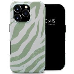 Selencia Vivid Tough Backcover met MagSafe iPhone 16 Pro - Colorful Zebra Sage Green