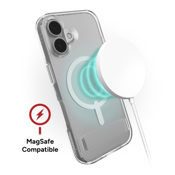 ZAGG Crystal Palace Snap KickStand Case met MagSafe iPhone 16 - Transparant