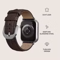 Burga Genuine Leather Band Apple Watch Series 1 - 9 / SE (38/40/41 mm) | Series 10 / 11 (42 mm) - Espresso / Silver