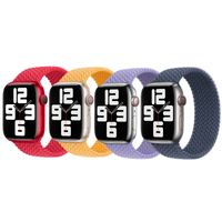 Apple 4 Pack Gevlochten solobandje Apple Watch | 38/40/41/42 mm - Maat 4 - (PRODUCT)RED / Maize / Lavender / Storm Blue