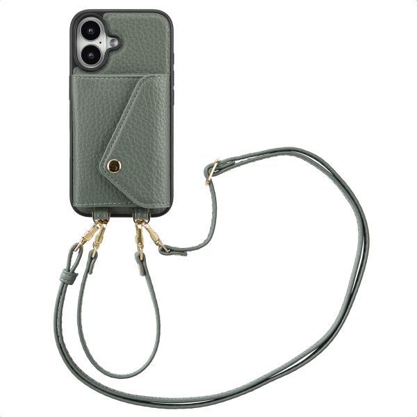 Selencia Sera Koordhoes met pashouder envelop iPhone 16 - Sage Green