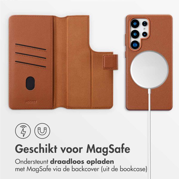 Accezz Leather Bookcase 2-in-1 met MagSafe Samsung Galaxy S25 Ultra - Sienna Brown