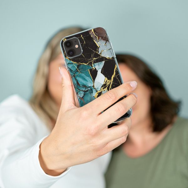 imoshion Design hoesje Apple iPhone 13 Pro Max - Marmer - Gebroken Blauw