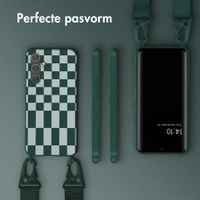 Selencia Siliconen design hoesje met afneembaar koord Samsung Galaxy A54 (5G) - Irregular Check Green