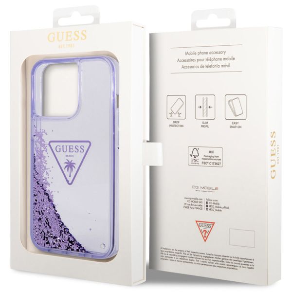 Guess Liquid Glitter Backcover iPhone 14 Pro Max - Paars