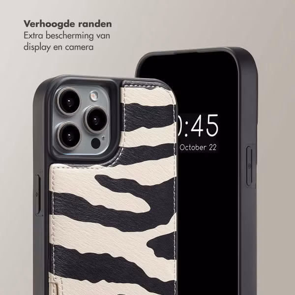 Selencia Nova Telefoonhoes met Koord en Pashouder Apple iPhone 15 Pro - Zazzy Zebra