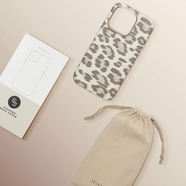Selencia Sabi Back Cover Panther Print with MagSafe Apple iPhone 15 Pro - Soft Ivory