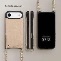 Selencia Nova Croco Telefoonhoes met Koord en Pashouder Apple iPhone Air - Beige