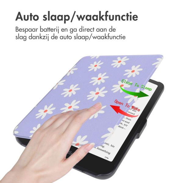imoshion Design Slim Hard Case Bookcase Amazon Kindle Paperwhite (2024) / Paperwhite Signature Edition (2024) / Colorsoft (2024) / Colorsoft Signature Edition (2024) - Flowers Distance