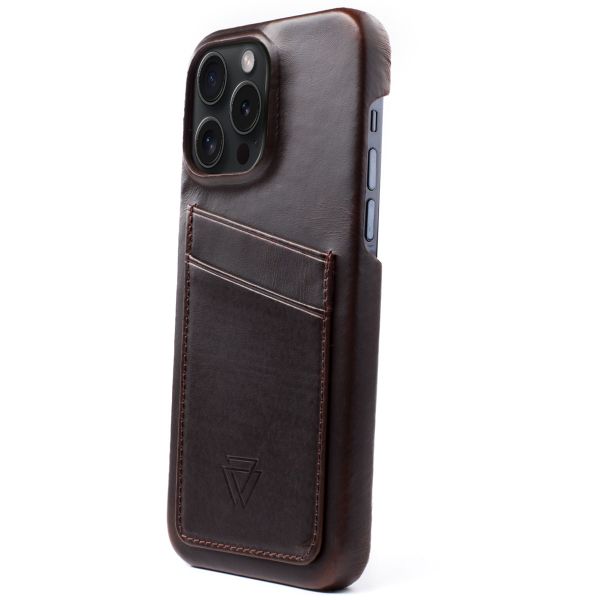 Wachikopa Full Wrap C.C. Backcover met 2 pashouders iPhone 15 Pro - Dark Brown