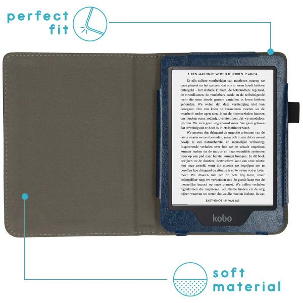 imoshion Vegan Leather Bookcase Kobo Clara 2E / Tolino Shine 4 - Donkerblauw