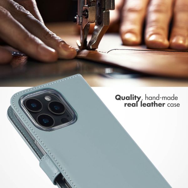 Selencia Genuine Leather Book Case Apple iPhone 16 Pro - Air Blue