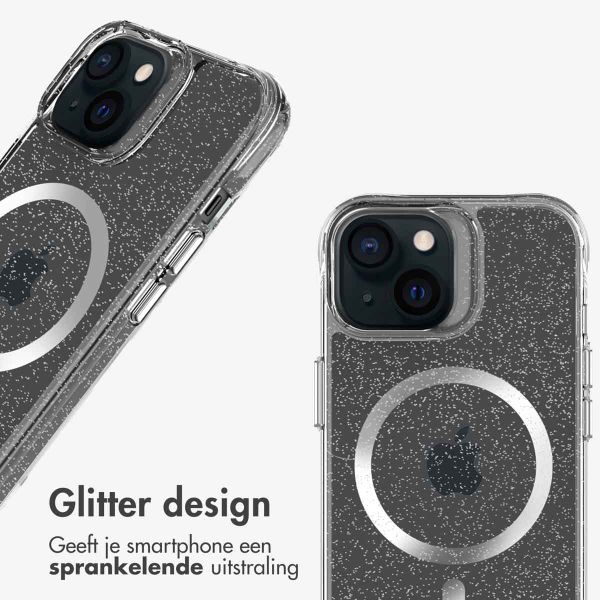 imoshion Clear Glitter Backcover met MagSafe Apple iPhone 15 - Zilver