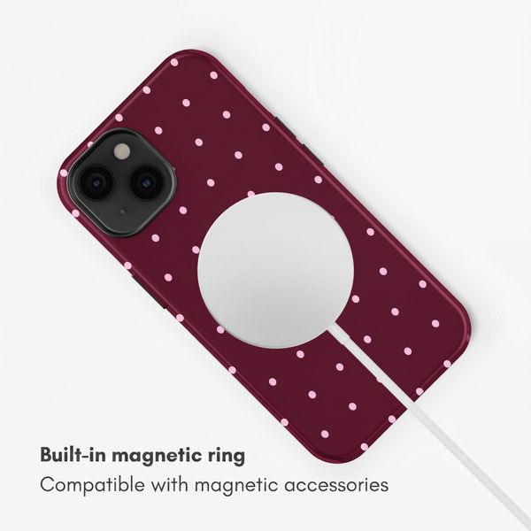 Selencia Vivid Back Cover with MagSafe Apple iPhone 14 - Happy Dots Burgundy