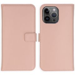 Selencia Echt Lederen Bookcase iPhone 15 Pro Max - Dusty Pink