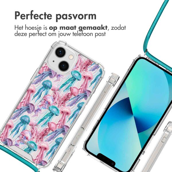 imoshion Design hoesje met koord Apple iPhone 13 - Jellyfish Watercolor