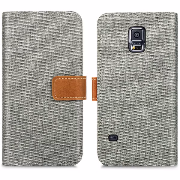 imoshion Luxe Canvas Bookcase Samsung Galaxy S5 (Plus) / Neo - Grijs