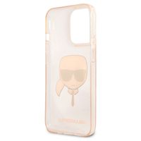 Karl Lagerfeld Karl's Head Silicone Backcover Glitter iPhone 13 Pro - Transparant Goud