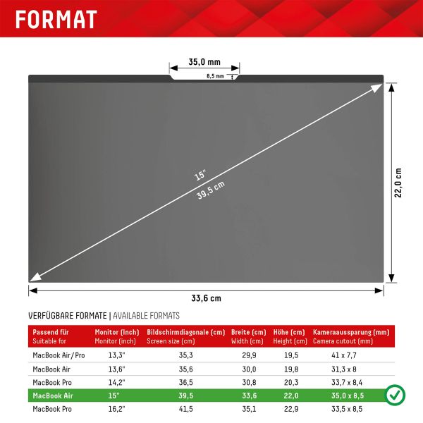 Displex Privacy Safe Magnetische Screenprotector Apple MacBook Air 15 inch