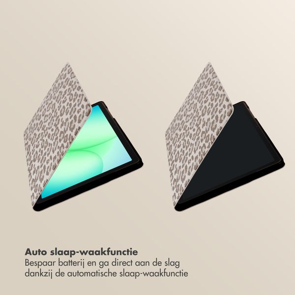 Selencia Sabi Bookcase met panterprint Samsung Galaxy Tab A11 Plus - Soft Ivory