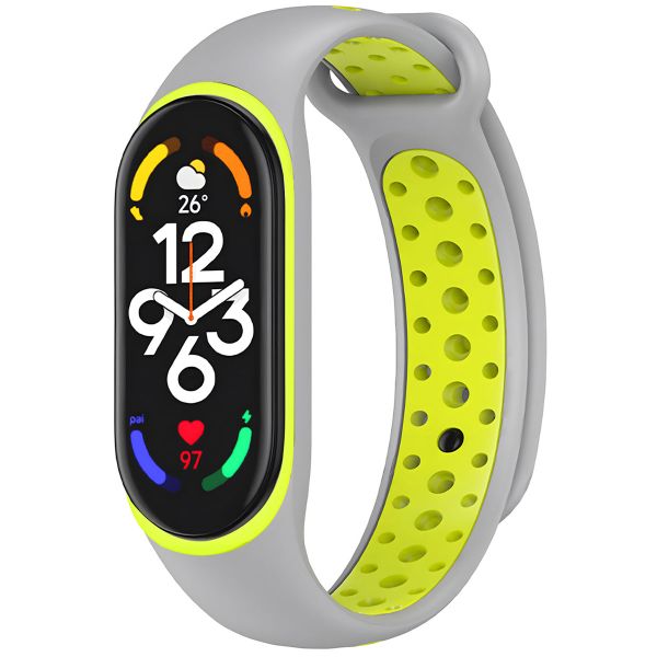 imoshion Siliconen sport bandje Xiaomi Mi Band 7 - Grijs / Lime