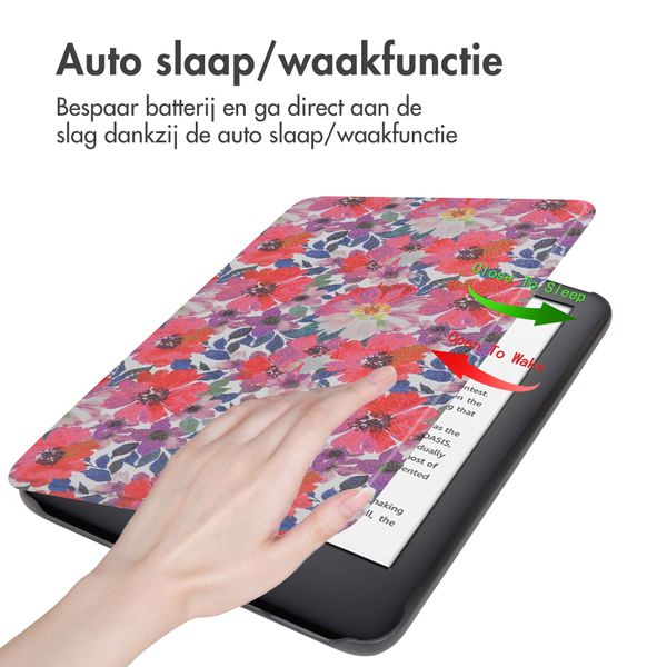 imoshion Design Slim Hard Case Bookcase Amazon Kindle (2024) / Amazon Kindle (2022) 11th gen - Flower Watercolor