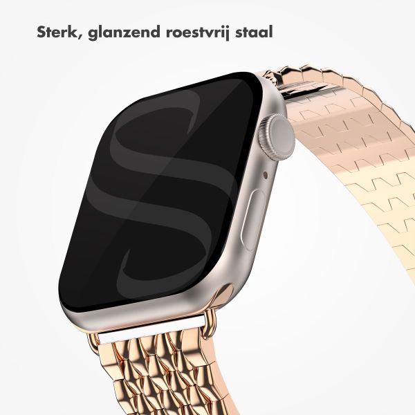 Selencia Stalen draak band Apple Watch Series 1 t/m 11 / SE / Ultra (44/45/46/49 mm) - Rosé Goud